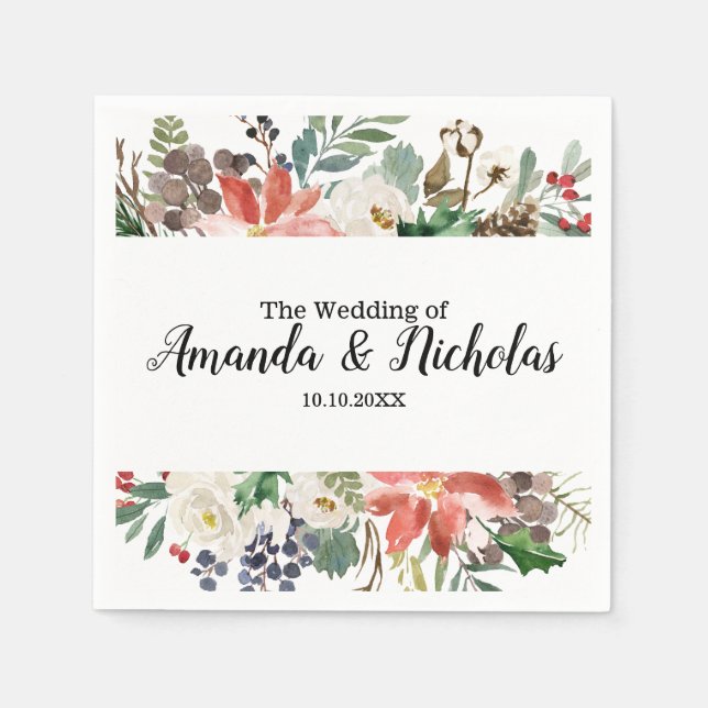 Mystical Winter | Personalized wedding Napkins (Front)