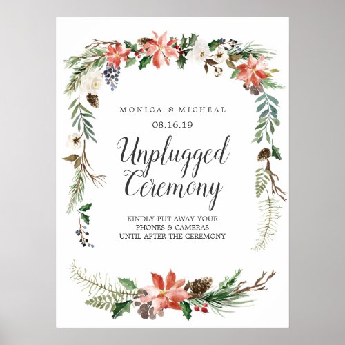 Mystical Winter  Unplugged Wedding Ceremony Sign