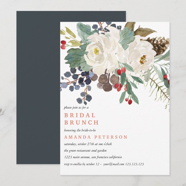 Mystical Winter |  Wedding Bridal Brunch Invitation (Front/Back)