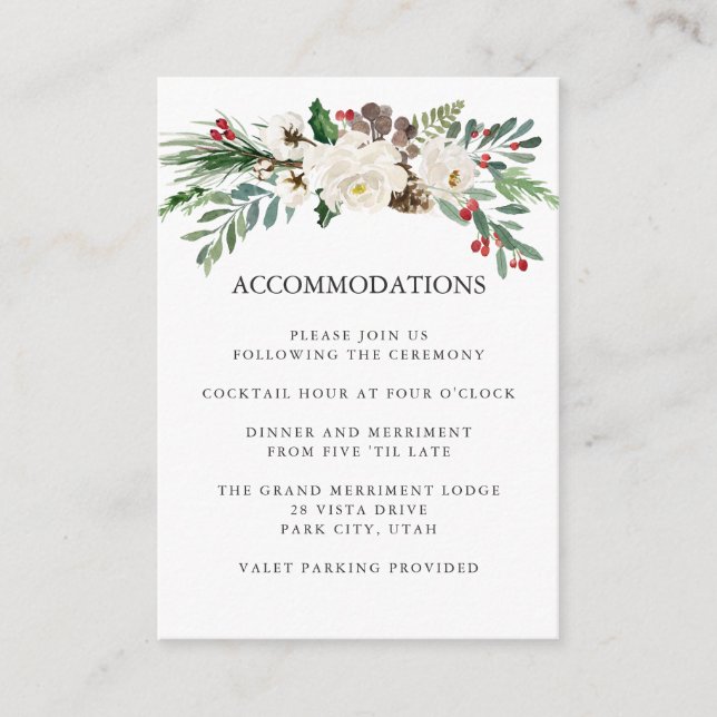 Mystical Winter | WEDDING Hotel Accommodation Enclosure Card (Front)
