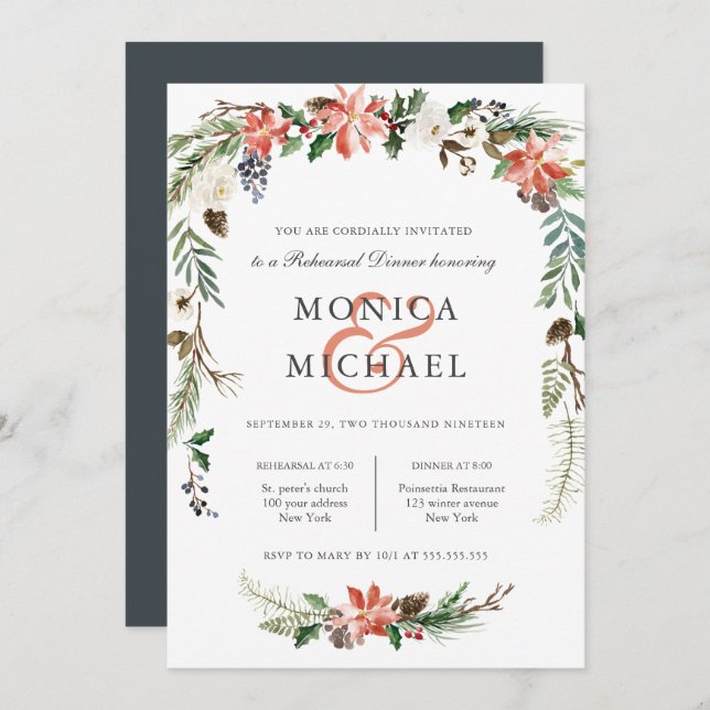Mystical Winter | Wedding  Rehearsal Dinner Invitation (Front/Back)