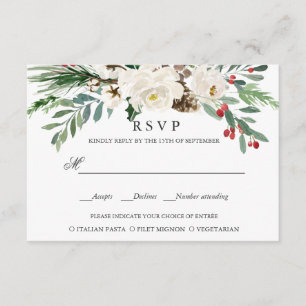 Mystical Winter   WEDDING  RSVP MEAL CHOICE Card