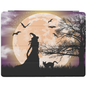 Mystical Witch, Black Cat, Full Moon iPad Smart Cover