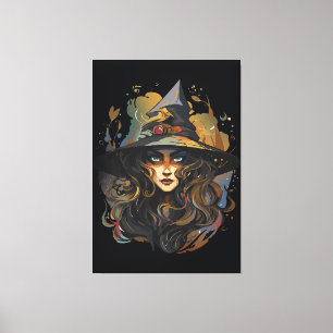 Mystical Witch Candle Dark Fantasy Artwork Canvas Print
