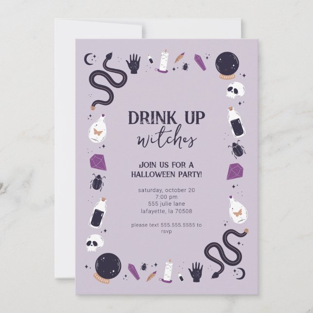 Mystical Witch Halloween Party Invitation (Front)