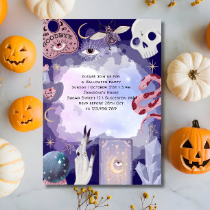 Mystical witch halloween party invitation