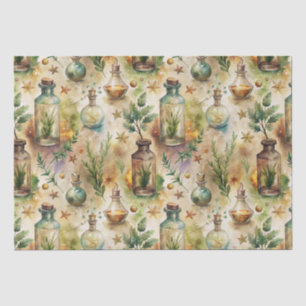 Mystical Witchcraft Bottles Green Brown Tissue Paper