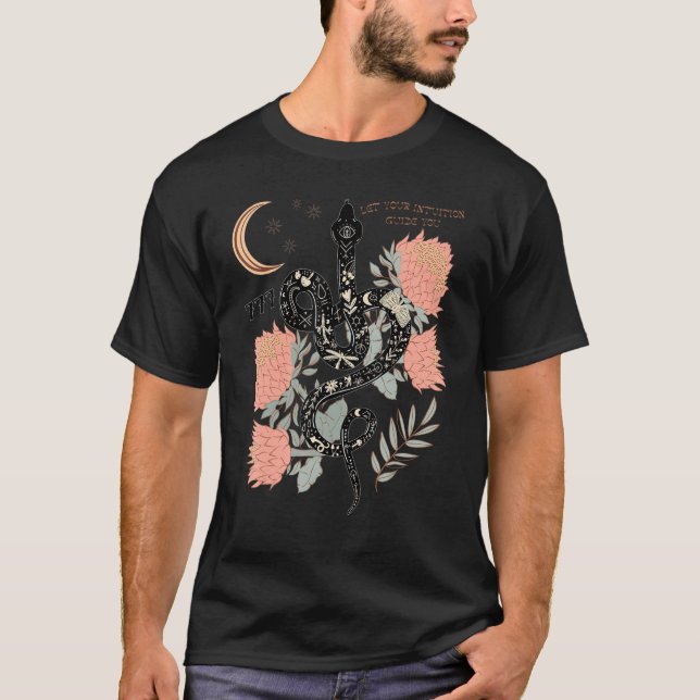Mystical Witchy 777 Angel Number Snake Flower Aest T-Shirt (Front)