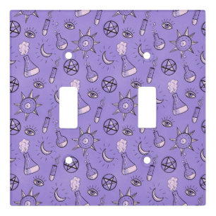 Mystical Witchy Potion Celestial Purple Pattern Light Switch Cover