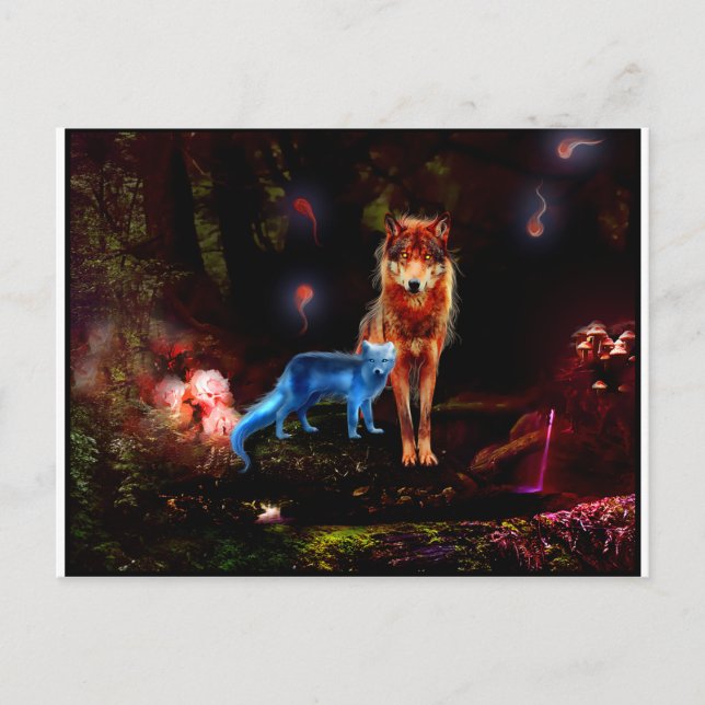 Mystical Wolf and Fox Postcard (Front)