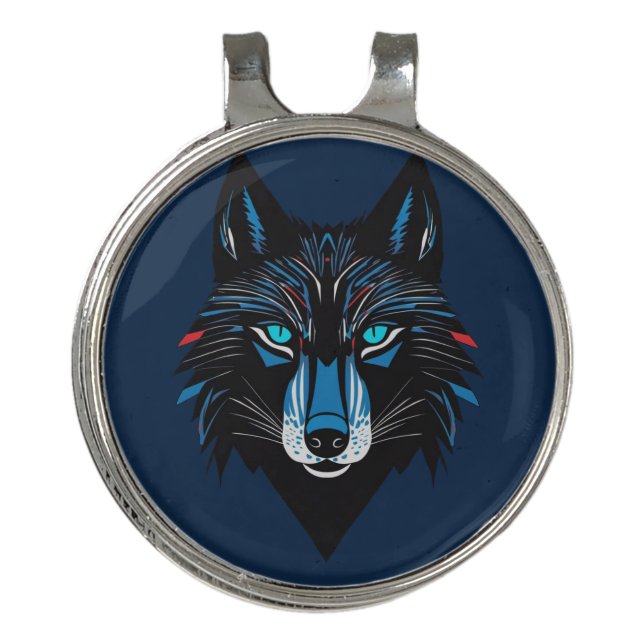 Mystical Wolf  Golf Hat Clip (Front)