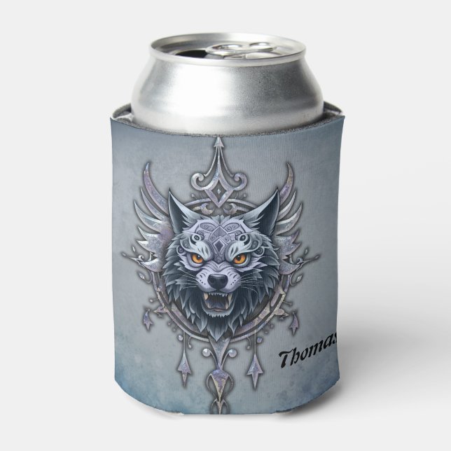 Mystical wolf head.  can cooler (Can Front)