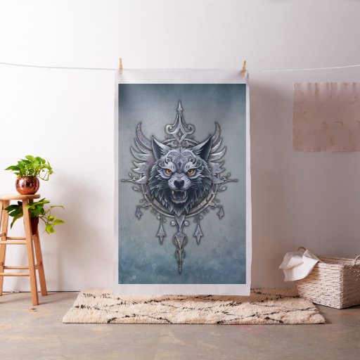 Mystical wolf head.  fabric