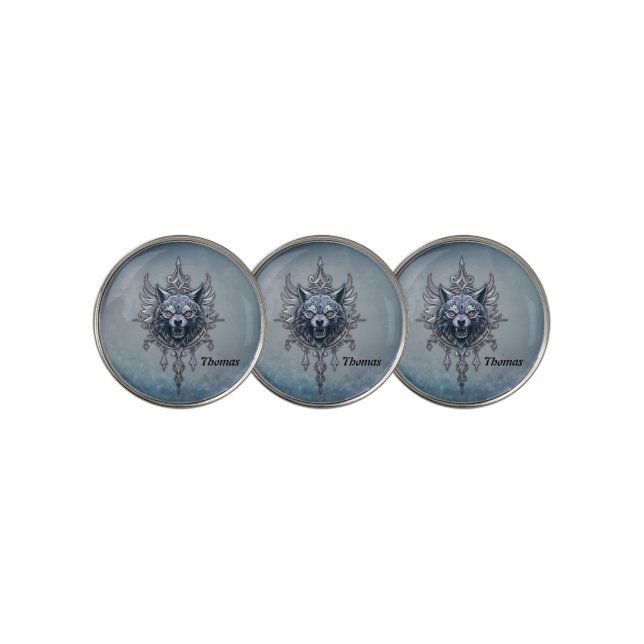 Mystical wolf head.  golf ball marker (3 Up)