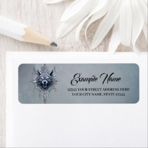 Mystical wolf head. label