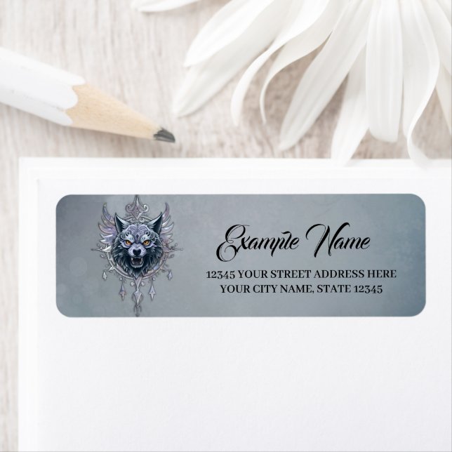 Mystical wolf head. label (Insitu)