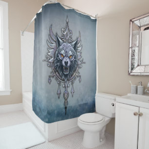 Mystical wolf head.  shower curtain