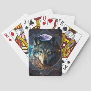 Mystical Wolf Moon Mandala Poker Cards