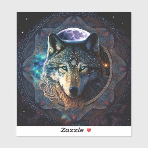 Mystical Wolf Moon Mandala Sticker