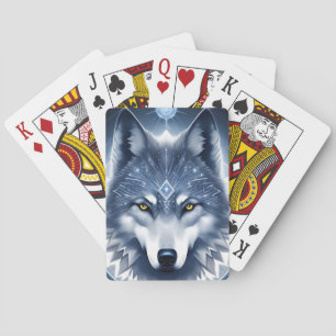 Mystical Wolf Portrait Art Poker Cards