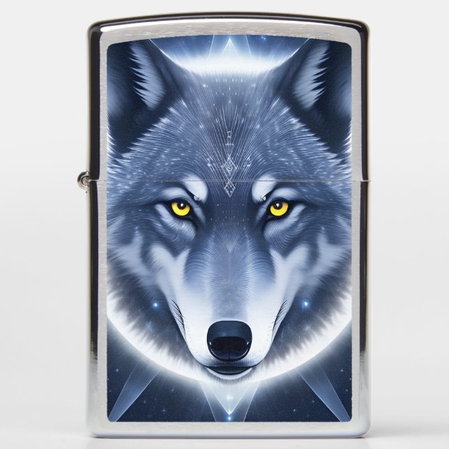 Mystical Wolf Portrait Art Zippo Lighter (Front)