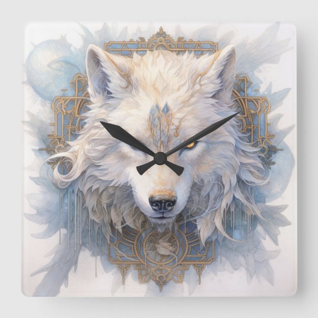 Mystical Wolf Wall Clock (Front)