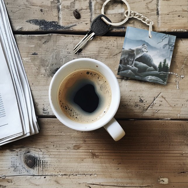 Mystical Wolves Guards Castle Fantasy Wildlife Keychain (Creator Uploaded)