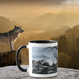 Mystical Wolves Guards Castle Fantasy Wildlife Mug