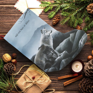 Mystical Wolves Guards Castle Fantasy Wildlife Small Christmas Stocking