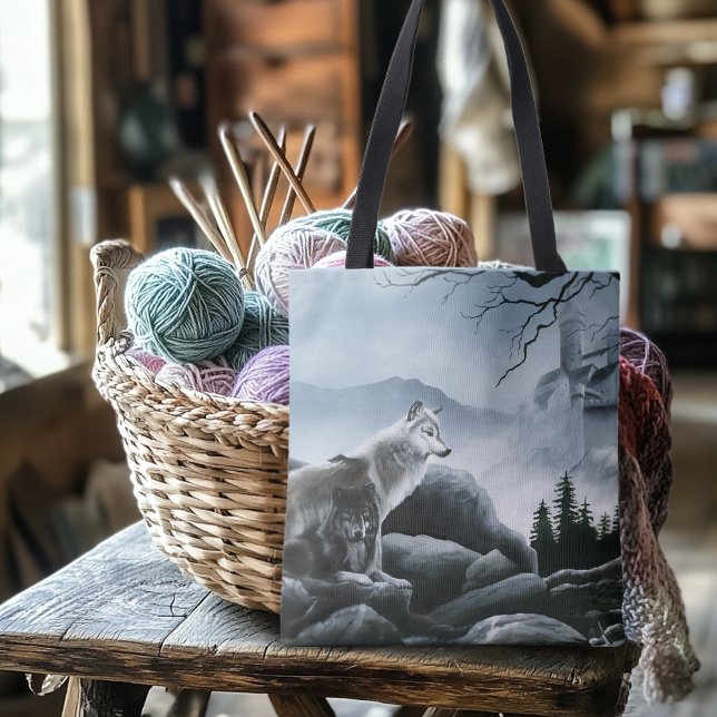 Mystical Wolves Guards Castle Fantasy Wildlife Tote Bag (Creator Uploaded)