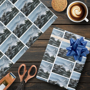 Mystical Wolves Guards Castle Fantasy Wildlife Wrapping Paper