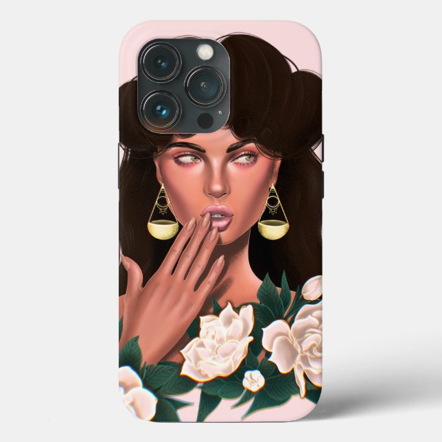Mystical Woman, Gardenias, Elegant Floral Portrait Case-Mate iPhone Case (Back)