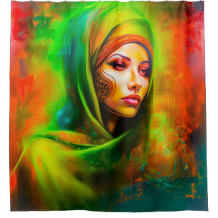 Mystical Woman in Neon Colors Shower Curtain