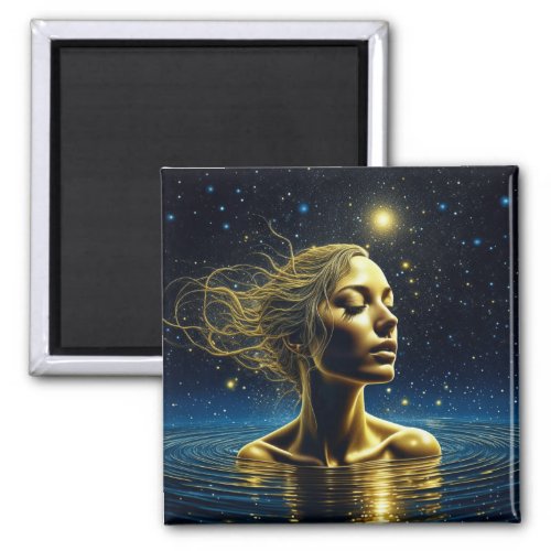 Mystical Woman Meditating Under the Stars Magnet