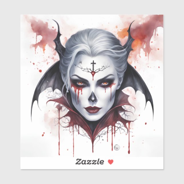 Mystical Woman Vampire Watercolor Halloween  Sticker (Sheet)