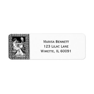 Mystical Woman with Owl, Books & Classical Library Label