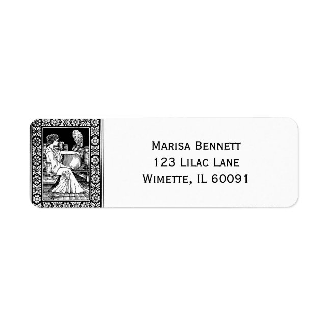 Mystical Woman with Owl, Books & Classical Library Label (Front)