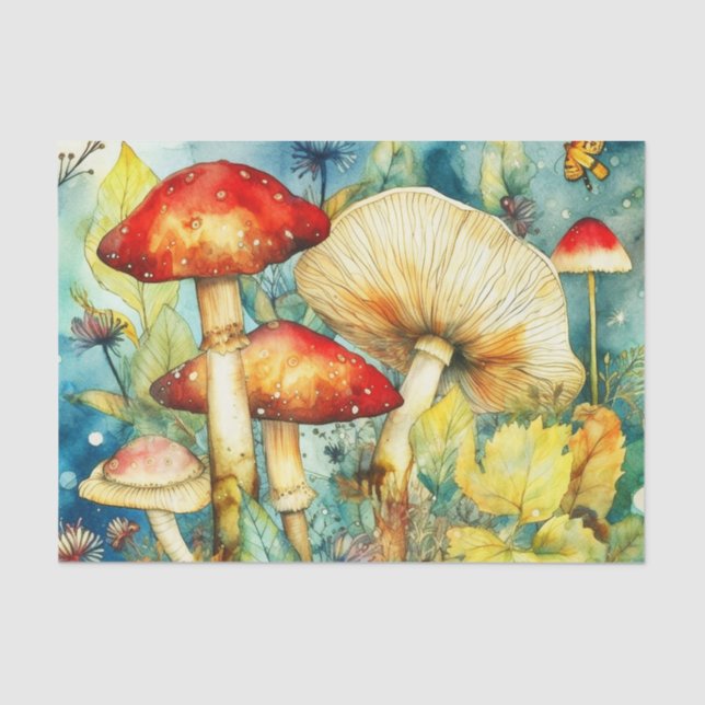 Mystical Wonderland Large Mushroom Decoupage Tissue Paper (Front)