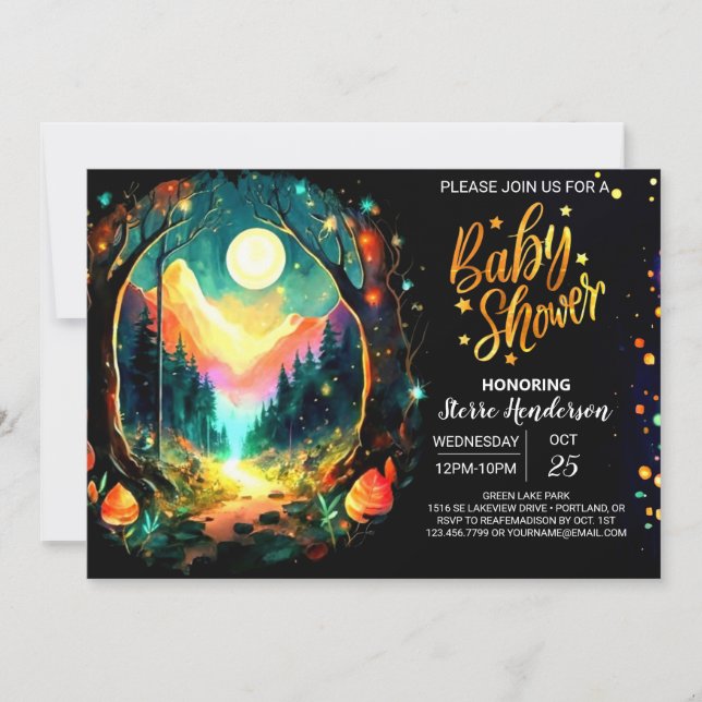 Mystical Woodland Grove Baby Shower Invitation (Front)