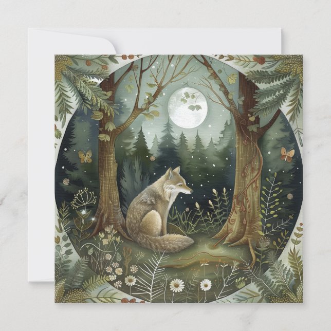 Mystical Woodland Wolf Invitation (Front)