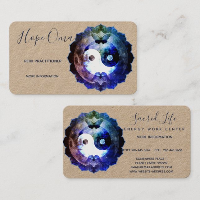 Mystical Yin Yang, Spiritual Holistic Business Card (Front/Back)