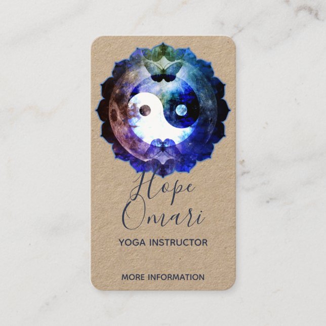 Mystical Yin Yang, Spiritual Holistic Kraft Business Card (Front)