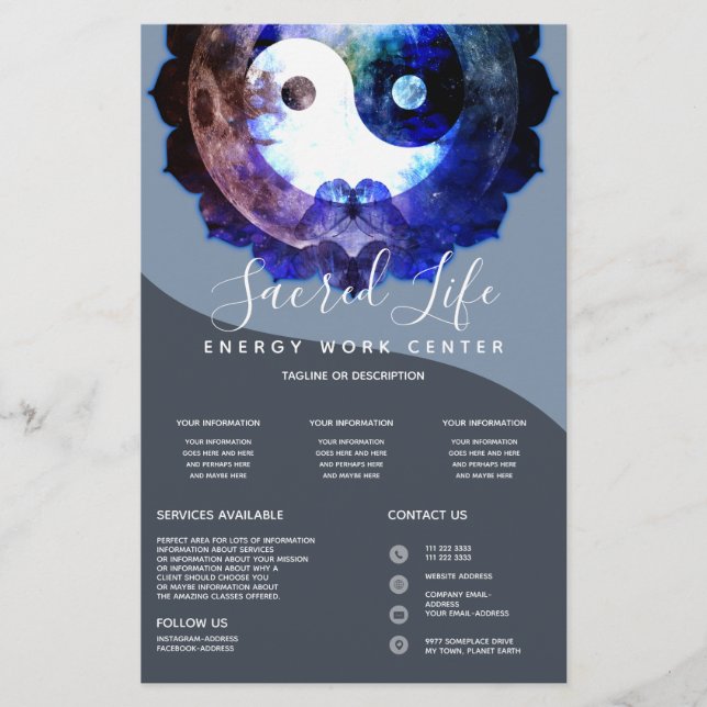 Mystical Yin Yang, Spiritual Holistic Service Flyer (Front)