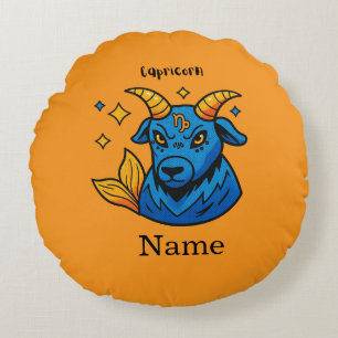 Mystical Zodiac Capricorn Sea Goat Astrology Round Pillow