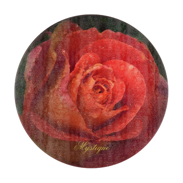 Mystique Dark Botanical Red Orange Rose Board (Front)