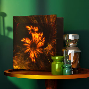 Mystique Garden Golden Abstract Fractal Art 3 Ring Binder