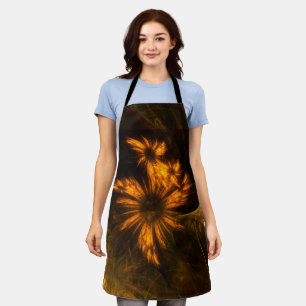 Mystique Garden Golden Abstract Fractal Art Apron