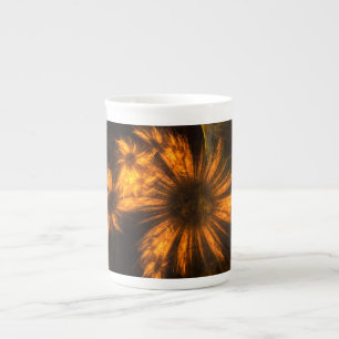 Mystique Garden Golden Abstract Fractal Art Bone China Mug
