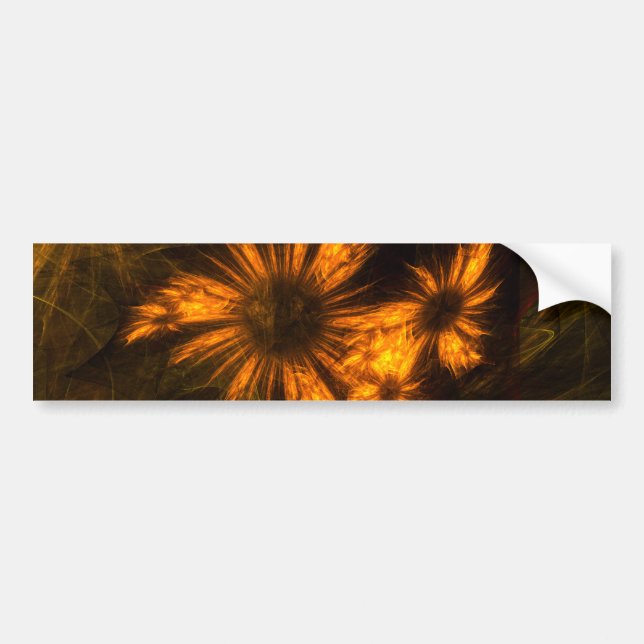 Mystique Garden Golden Abstract Fractal Art Bumper Sticker (Front)