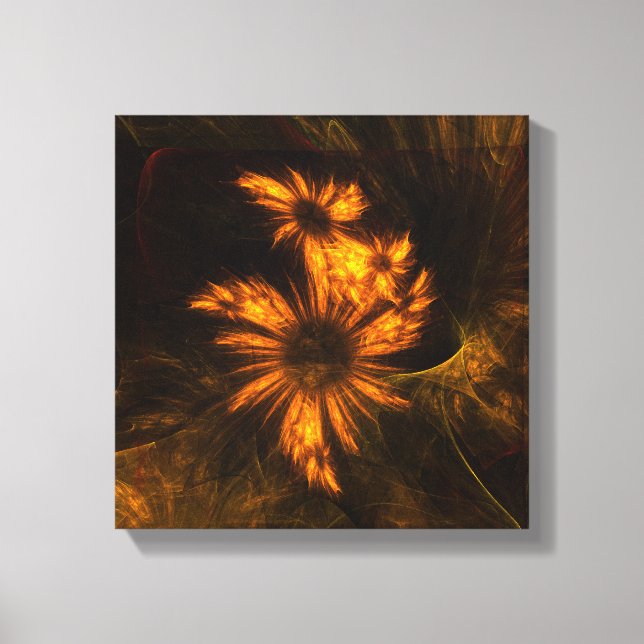 Mystique Garden Golden Abstract Fractal Art Canvas Print (Front)